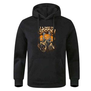 Halloween pumpa print sweatshirt för man höst vinter fleece kläder hoodie manlig mode anime hajuku hip hop streetwear h1227