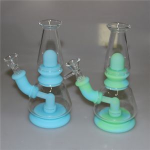 Silicone Dab Rig Water Tubs Glass Smoking Pipe Bubbler Bongs brilho no narguilé escuro inquebrável shisha shisha