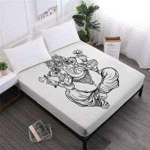 Lençóis Conjuntos Índia Estilo Elefante Imprimir cama Budismo Símbolo Lotus Fitted Folha Soft Bedclothes Exotic Colchão Capa Decoração D25