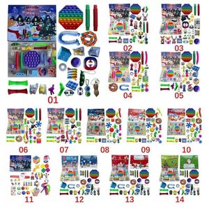 Favore di partito 24pcs / Set Natale Fidget Toy Calendario dell'Avvento Set Dicembre 24 giorni Push Bubble Silicone Antistress Scatola cieca Giocattoli sensoriali Commercio all'ingrosso