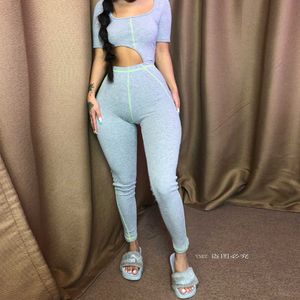 KGFIGU Thick Material Ribbed Fabric Two Piece Set Women Sexy High Street Crop Top and Tight Pencil Pants Matching Outfits Y0625