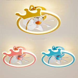 Ultra-thin children's bedroom led ceiling fan light fashion invisible cartoon lights with remote control