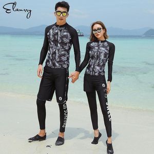 Women's Swimwear 2021 Women Sport Swimsuit Sexy Long Sleeves Mens Surfing Suits Summer Beach Wear Couple Rashguards High Qaulity