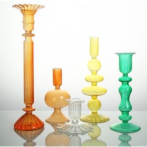 Candle Holders Glass Holder For Decorative Stick Modern Decor Table Dining Room Dry Flower Vase