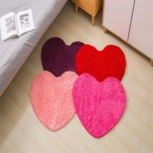 Dywany Miłość Kształt Piętro Maty Anti-Slip Solid Color Serca W kształcie Serca Carpet Footcloth Dekoracyjne Narzędzia do łazienki Dywan