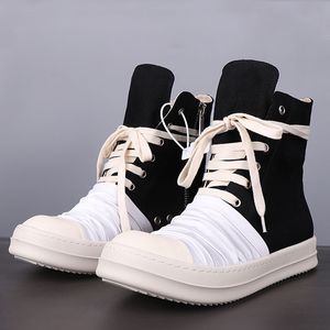 Män Mode Ankel Boots Street Culture High-Top Sneakers Man Zip Hip Hop Lace Up Flat Casual Shoes