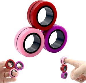 Brinquedos De Inquietos Magnéticos venda por atacado-Anti Stress Anéis Magnéticos Fidget Unzip Toy Magic Ringtools Crianças Anel Magnético de Dedo Spinner Ring Adult Denompression Toys Atacado