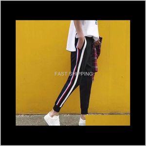 Kläder Apparel Mens Sweatpants Fashion Casual Pencil Aktiv Striped Print Capris Tonåring High Street Kläder S5XL Males Byxor Drop