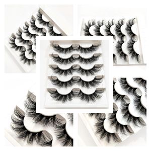 5 Pairs Fluffy Faux Mink Eyelashes Soft Thick Super Curl False Eyelash Reusable Cruelty Free Cross 5D Fake Eye Lashes