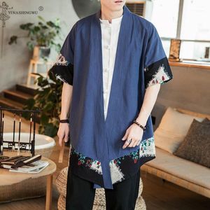 Japanese Kimono Cardigan Men Haori Yukata Male Samurai Costume Clothing Jacket Mens Shirt Asian1