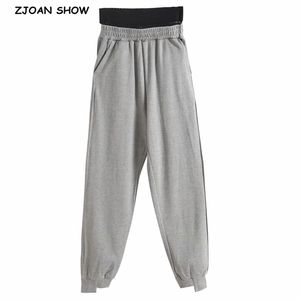 Pantaloni sportivi a vita doppia split Pantaloni sportivi Donne Asimmetry Polsino Casual Pantaloni sportivi Joggers Streetwear Tempo libero 210429