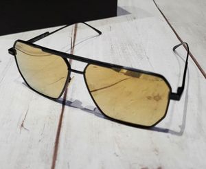 Квадратные солнцезащитные очки 1012s черное золотое зеркало объектива солнца металлические рамки унисекс моды солнцезащитные очки с коробкой