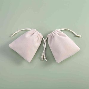 Embalagens de jóias de cordão personalizado veludo bege chique pequeno casamento bolsa de presente de natal