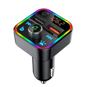 Kit per auto Bluetooth Trasmettitori FM Bass Stereo Lettore musicale MP3 Adattatore per caricabatterie per telefono vivavoce wireless con retroilluminazione a LED QC 3.0 Ricarica rapida Accessori automobilistici