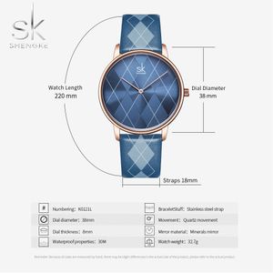 Shengke Frauen Uhr Plaid Leder Mädchen Armbanduhr Dame Uhr Marke Armbanduhren Uhr Montres Femme Reloj Mujer2022