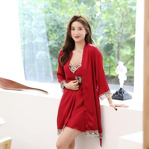 Wholesale thin nightdress resale online - Women s Sleepwear Sexy Ice Silk Nightgown Female Sling Chest Pad Nightdress Thin Section Satin