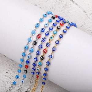 Kristallperlen Armband Armreifen Emaille Gold Böse Blaue Augenarmbänder für Frauen Glückliche Türkische Augen Schmuck Geschenke
