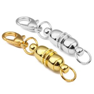 5pcs / lot 7x18mm Komponenter Starka magnetiska klämmor Guld Silverfärgslåsanslutningar för armbandshalsband smycken