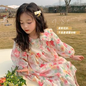 Arrival Girls Fashion Chiffon Dress Elegant Floral Flower Spring Summer Princess es For Women 220309