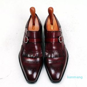 Homens vestido sapatos oxford sapatos monk calçados personalizados handmad