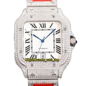 2022 TWF 4W0005 Paved Diamonds ETA A2824 Automatic Mens Watch White Roman Dial Iced Out Diamond 316L Stainless Steel Bracelet Jewelry eternity Super Watches 0018