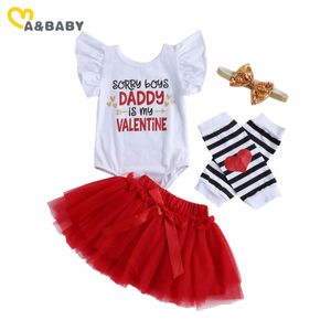 0-24M Valentine's Day born Infant Toddler Baby Girls Clothes Set Letter Romper Red Skirts Outfits Cute Costumes 210515