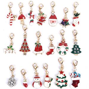 19 Pçs / lote Novo Esmalte Decoração de Natal Tree Bell Boneco de Neve Keychains Liga Buckle Buckle Clasp Chaveiro Chaveiro Jóias G1019