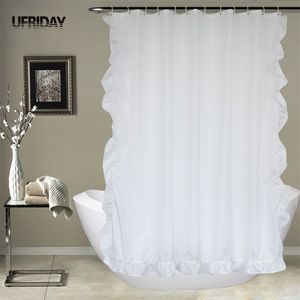 UFRIDAY White Lace Shower Curtain Bath for Bathroom Waterproof Moldproof Polyester Baths Elegant Home Decoration 210915