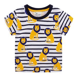 Jumping meters Boys T shirts with Animals Print Baby Cotton Clothing oddler ees ops Fashion Kids shirt 210529