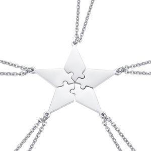 5pcs Good Family Friendship Necklace Set Five-pointed Star Puzzle Neck Pendant Fashion Creative Jewelry Accessories (Pe Necklaces