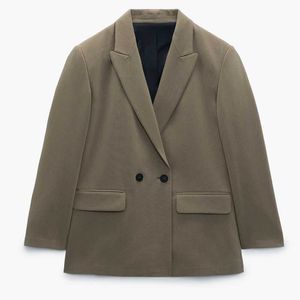 ZA Blazer Ceket Bahar Sonbahar Kadın Moda Tüvit Blazers Ve Ceketler Chic Düğme Ofis Takım Elbise Ceket Bayanlar Zarif Dış Giyim 210930
