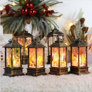 Christmas LED Candle Lantern Reindeer Santa Claus Decorative Small Night Light Xmas Tree Wind Lanterns Ornaments Creative Festival Gift for Friend