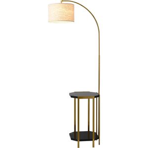 Trådlös laddning Golvlampa Tyg Shade Creative Design Parlor Bedroom Sofa Multifunktion Stående Ljus Hem Hotel Decor Lamps