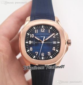 2022 5167R Automatyczny Zegarek Mężczyzna PVD Róża Złota Niebieski Teksturowane Dial Stick Number Markery Gumowe pasek 8 Style Zegarki PureTime01 E21-E5