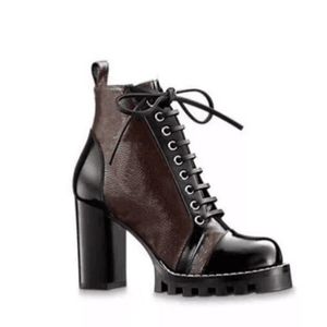 جودة عالية جلد طبيعي الدانتيل يصل النساء الأحذية لفصل الشتاء منصة الأحذية الكعوب مكتنزة bootiesboots mkjlaa0001