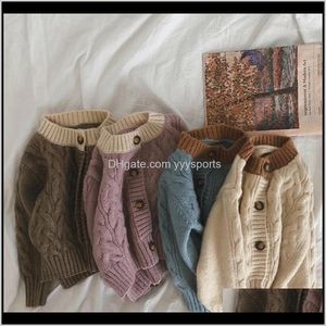 Roupas de Yoga estilo coreano crianças roupas de malha casaco meninos meninas sólidos cardigan suéter artesanal bebê roupas1 ol663 y4n0b