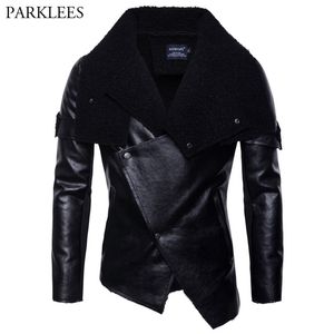 Irregular Hem Velvet Leather Jacket Men Autumn Male Moto Biker Faux Leather Jacket Coat Punk Style Jaqueta De Couro 211111