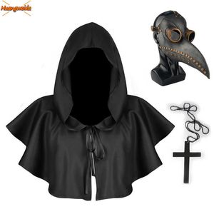 Grim Reaper Cosplay Ölüm Cape Pelerin Hıristiyan Steampunk Veba Doktor Maske Çapraz Robe Kadınlar Için Priest Cadılar Bayramı Kostüm Cadı Y0903