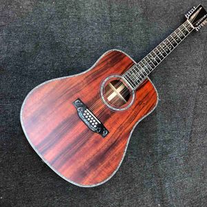 Custom Matti Finishing 12 Strings Acoustic Guitar D Body Shape Deluxe Solid KOA Wood Abalone Inlay Ebony Fingerboard Headstock Can be Customized Logo