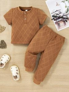 Wholesale baby patterns for sale - Group buy Baby Argyle Pattern Half Button Top Sweatpants SHE