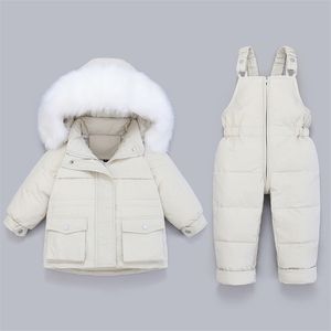 الشتاء ملابس الأطفال مجموعات الثلوج ارتداء أسفل سترة طفل رضيع طفل فتاة snowsuit الاطفال الملابس سترة سميكة معطف -30 220108