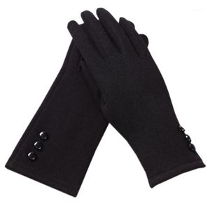 Pięć palców Rękawiczki Kobiety ekran dotykowy jazdy kobietom jesienne zimowe przyciski Dekoracja Mirco Velvet Full Fentens