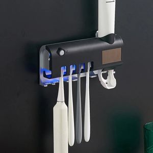 Portaspazzolino UV Dispenser multifunzionale di dentifricio Scatola portaoggetti per spazzolino da bagno a energia solare per spazzolino Xiaomi/Oclean/Soocas/MIJIA - Nero