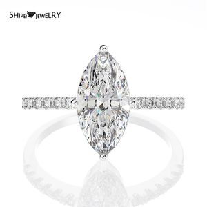 Shipei 925 Sterling Silver Marquise Corte Criado Diamantes Gemstone Noivado de Casamento Fine Jóias Anéis Atacado 211217