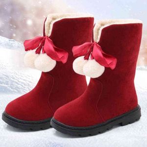 Girls Snow Boots princess Warm Plus velvet Children boots Kids For Christmas Years Shoes 4 5 6 7-16T 211108