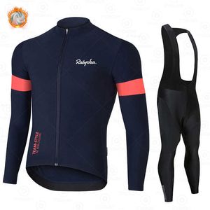 Raphaful Winter thermal fleece Bicycle Clothing suits Cycling Jersey Set Sport bike MTB riding clothing Bib Pants Warm sets 211006