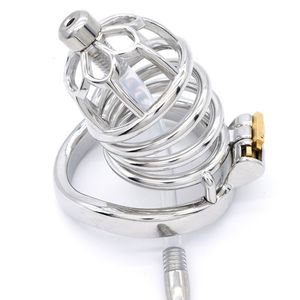 Metall Cock Cage mit Stealth Lock Penis Ringe Keuschheitsgürtel Anti-Shedding Ring Erwachsene Sexspielzeug für Männer