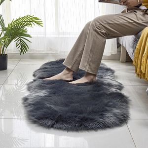 Vardagsrum Plysch Floor Mattor Mats Kids Faux Fur Area Rug Matta Solid Fluffy Soft Shaggy Artificial Sheepskin MJ714 Mattor