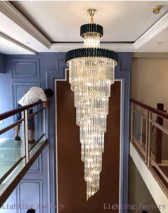 Luxury modern crystal chandelier for staircase Long loft black cristal light fixture villa lobby living room decor hang lighting