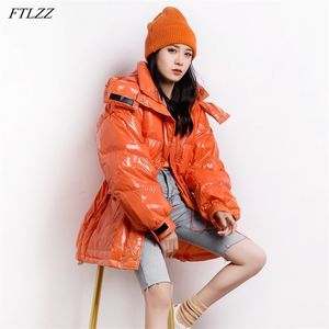 Winter Women Candy Color Hooded Warm Snow Down Coat 90% White Duck Parkas Loose Stand Collar Windproof Outwear 210430